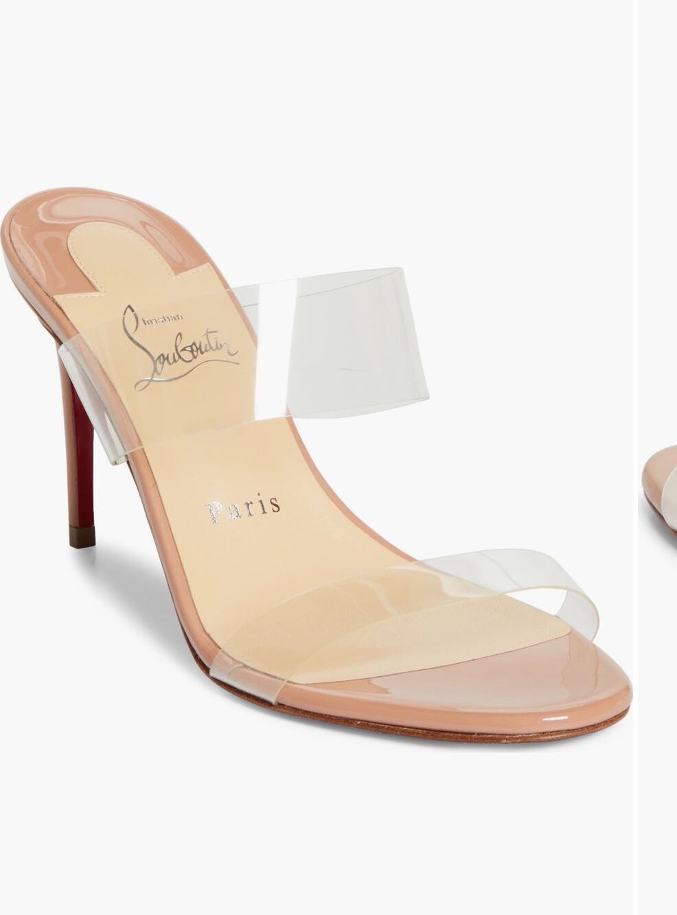 Christian Louboutin Nude Patent PVC Clear Strap Stiletto Heels